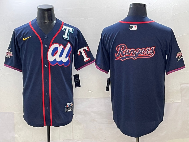 Men 2025 Texas Rangers blank blue Nike MLB All Star jersey style 4
